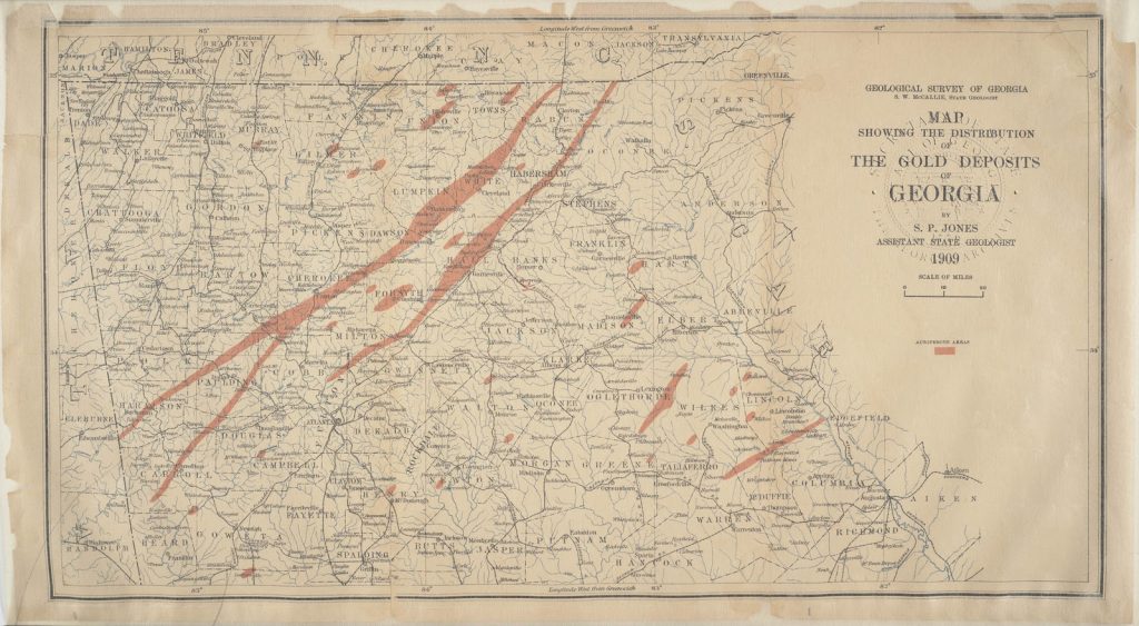 1909 gold deposits in Georgia gold map