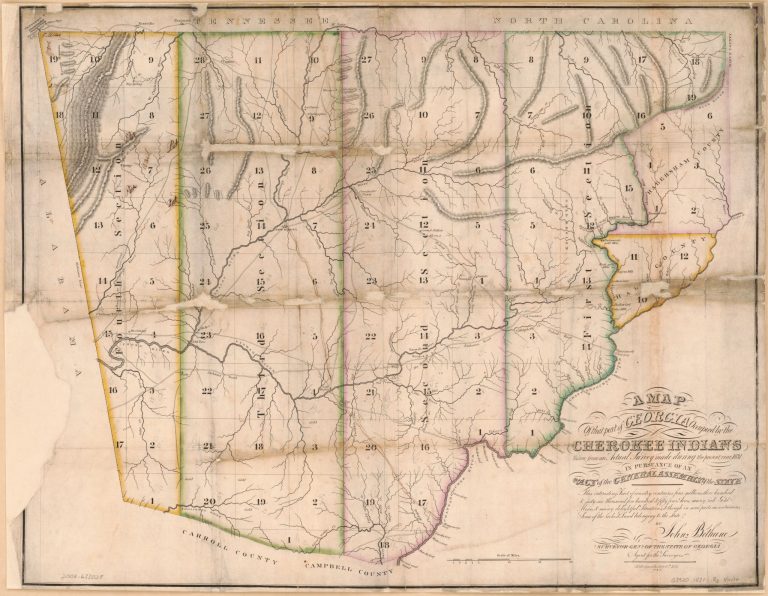Original Cherokee nation map and 1849 map with geological features