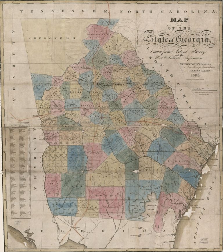 Original Cherokee nation map and 1849 map with geological features
